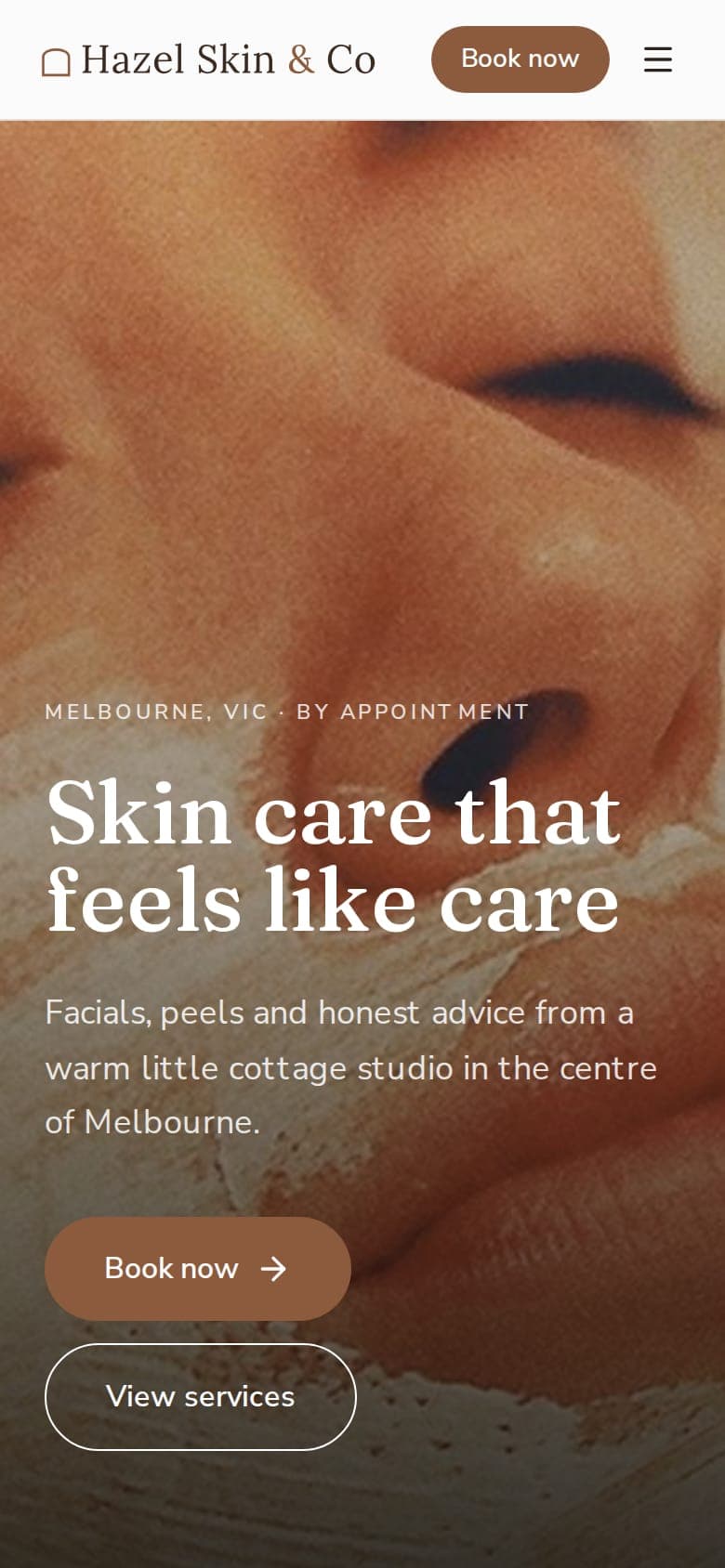Hazel Skin & Co website on a phone