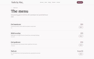 The menu