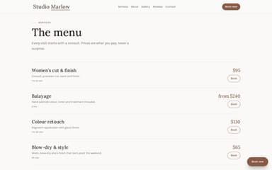 The menu