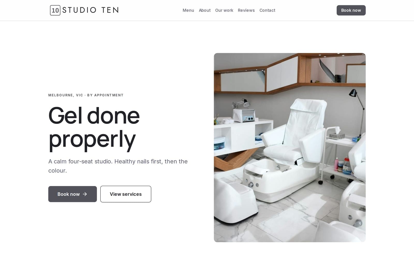 Studio Ten Nails website on desktop