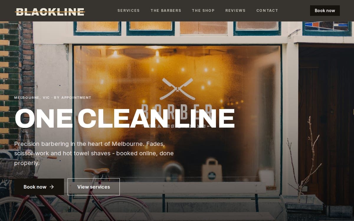 Blackline Barbers website