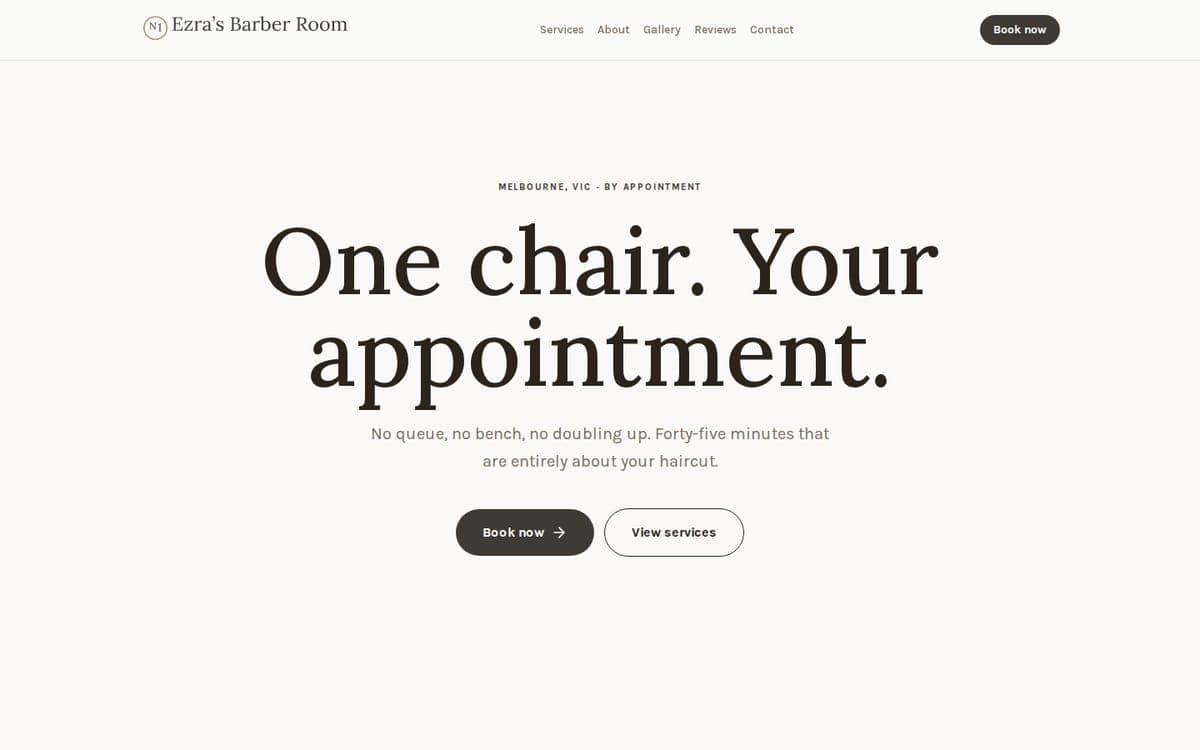 Ezra's Barber Room website