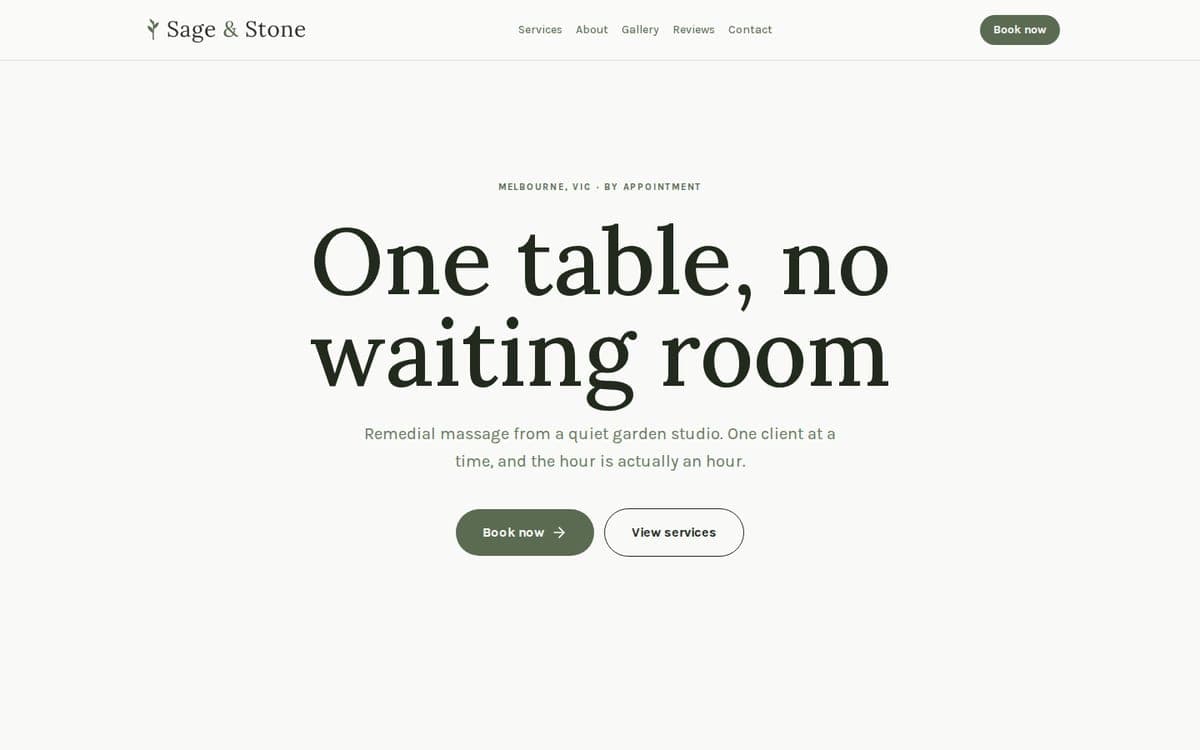 Sage & Stone Massage website