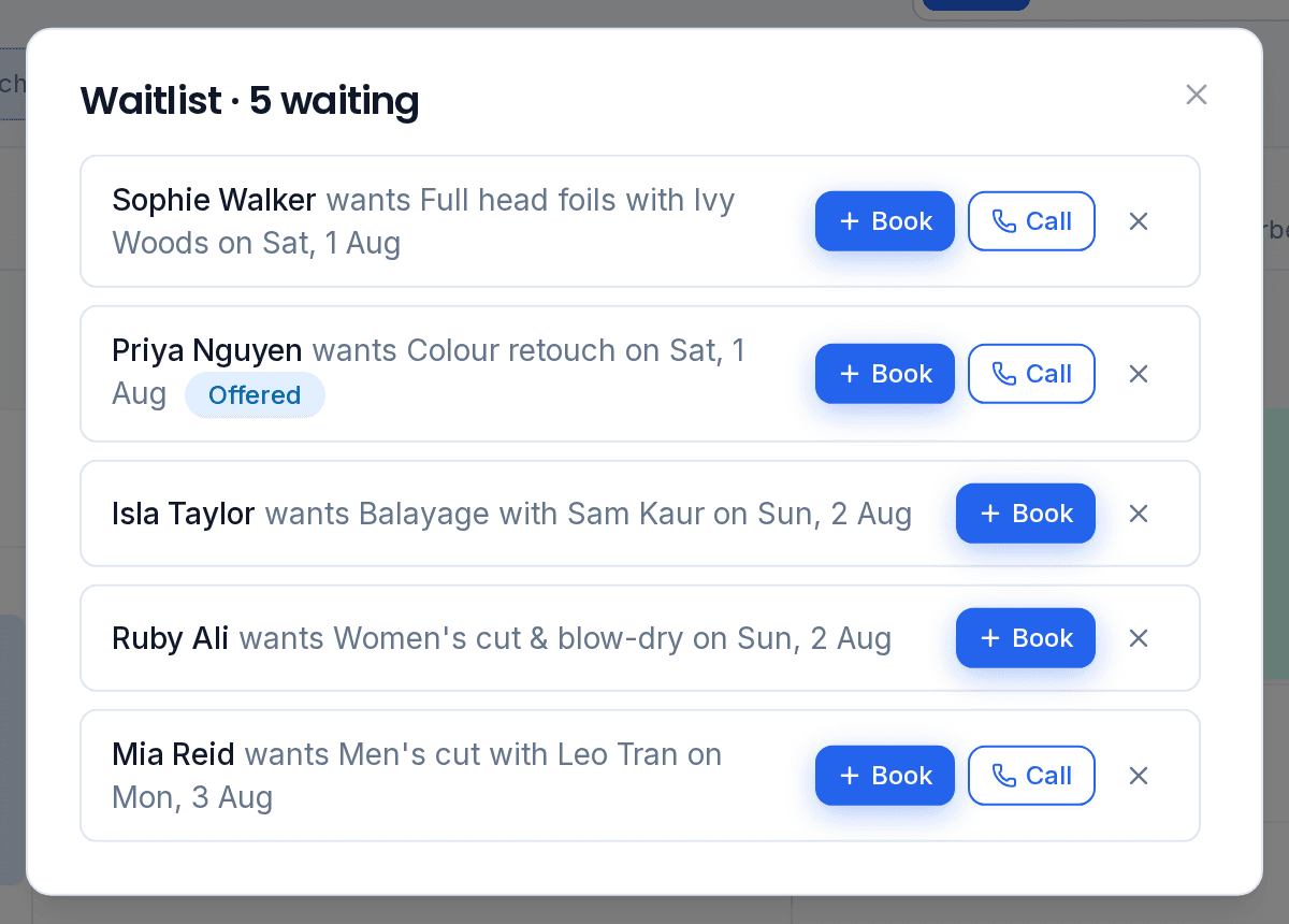 The waitlist fills your cancellations
