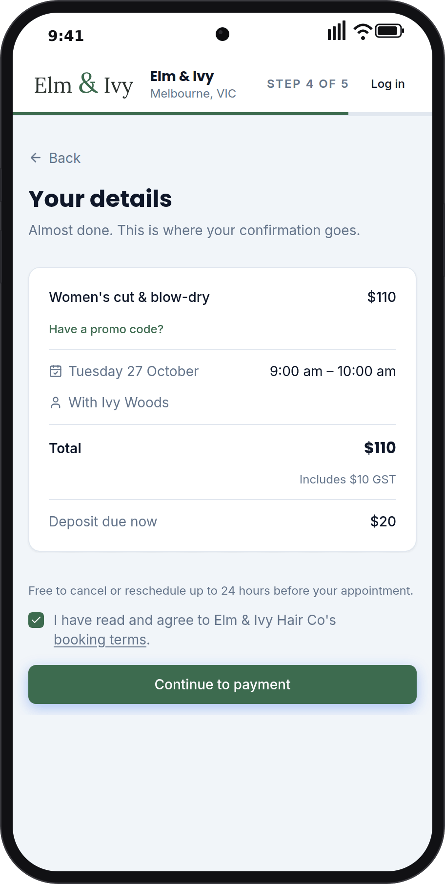 Customers agree before they book