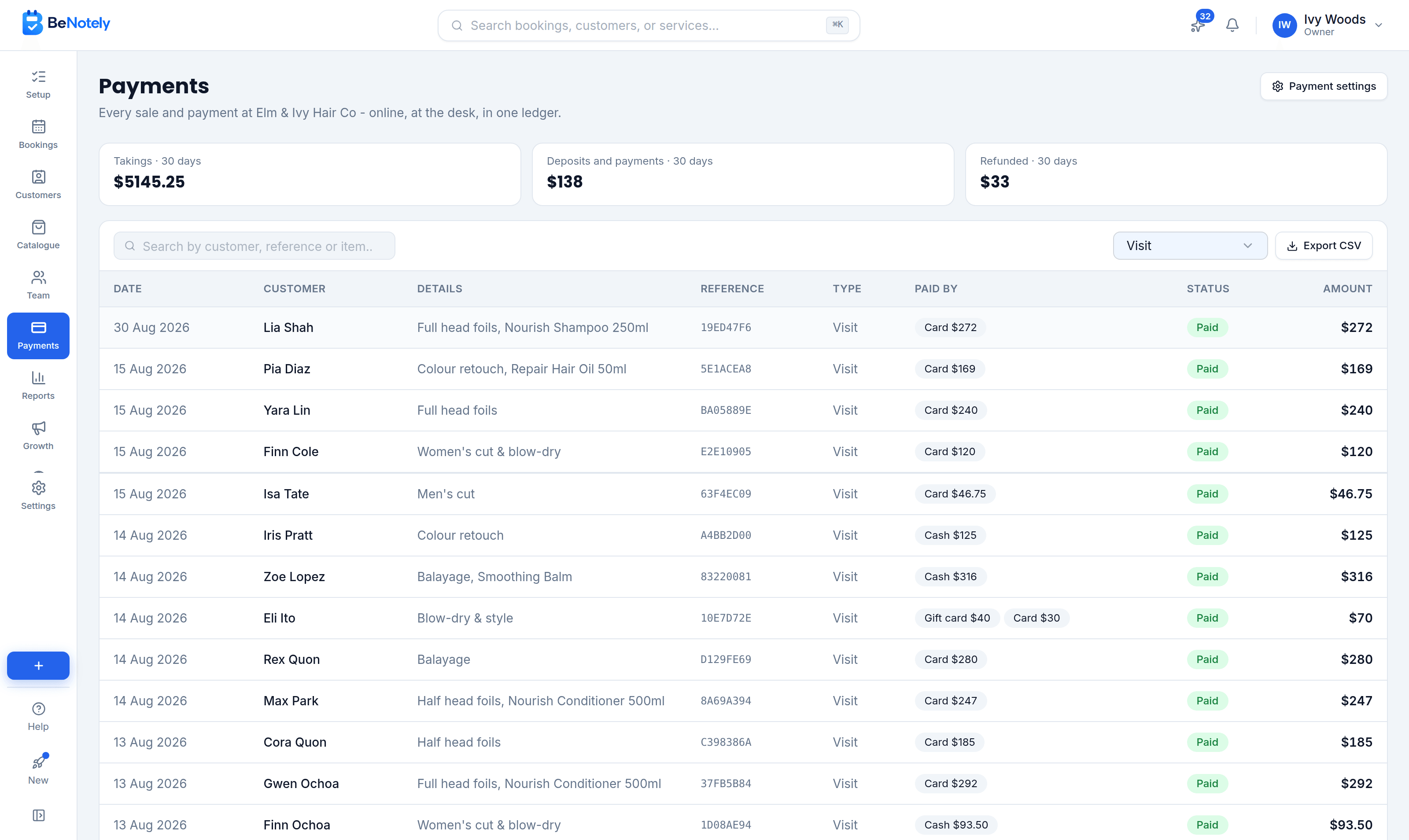 Every payment on one page