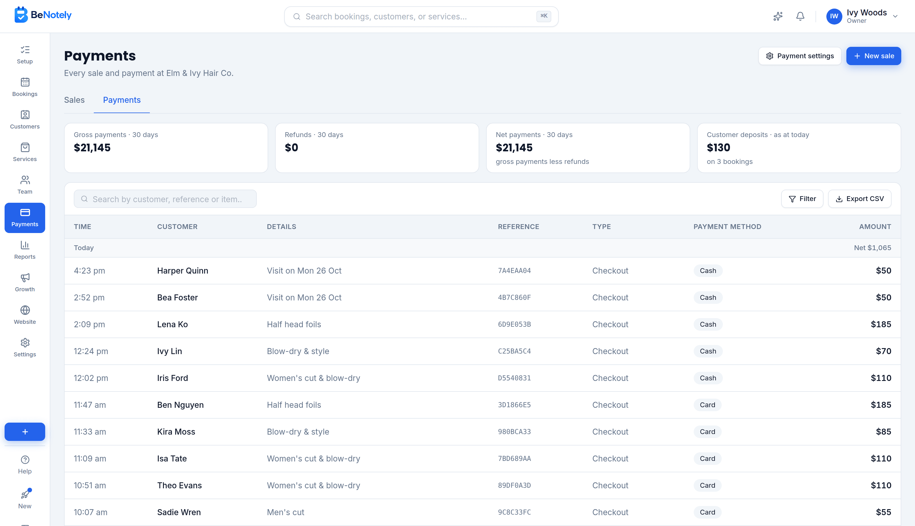 Your sales and payments, day by day