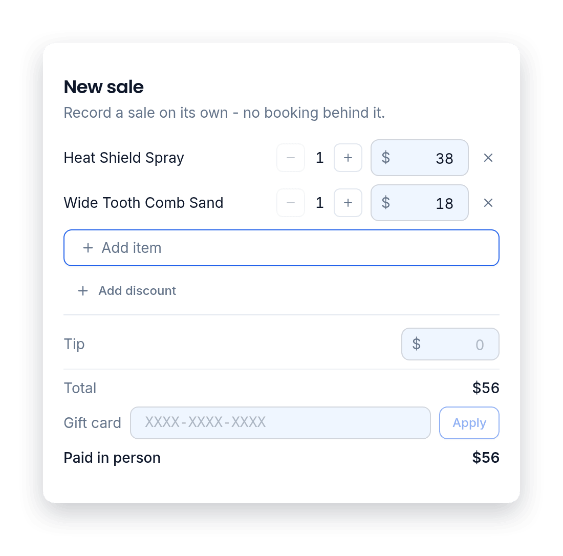 Walk-in sales, no booking needed