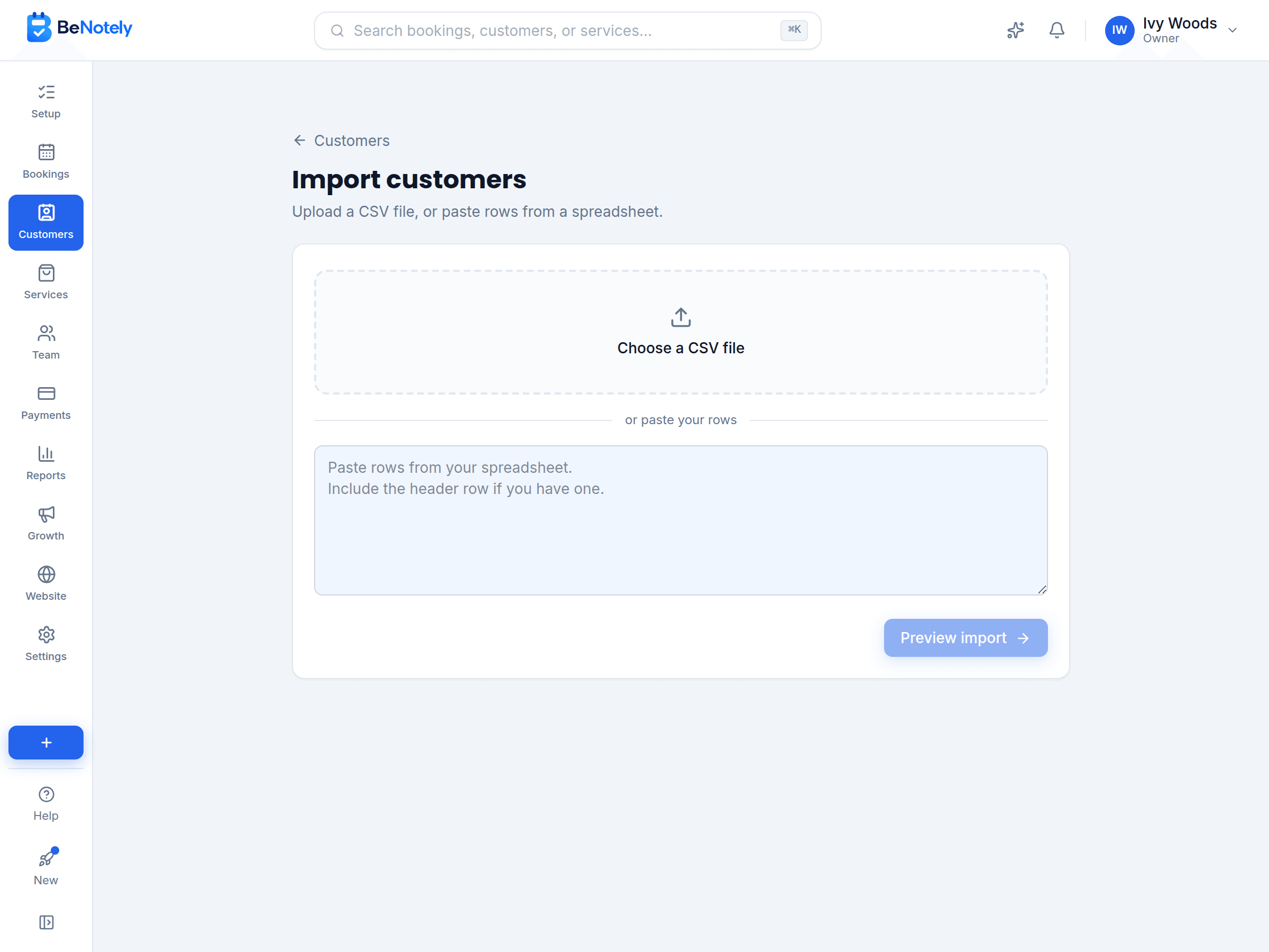 Import your customers in minutes