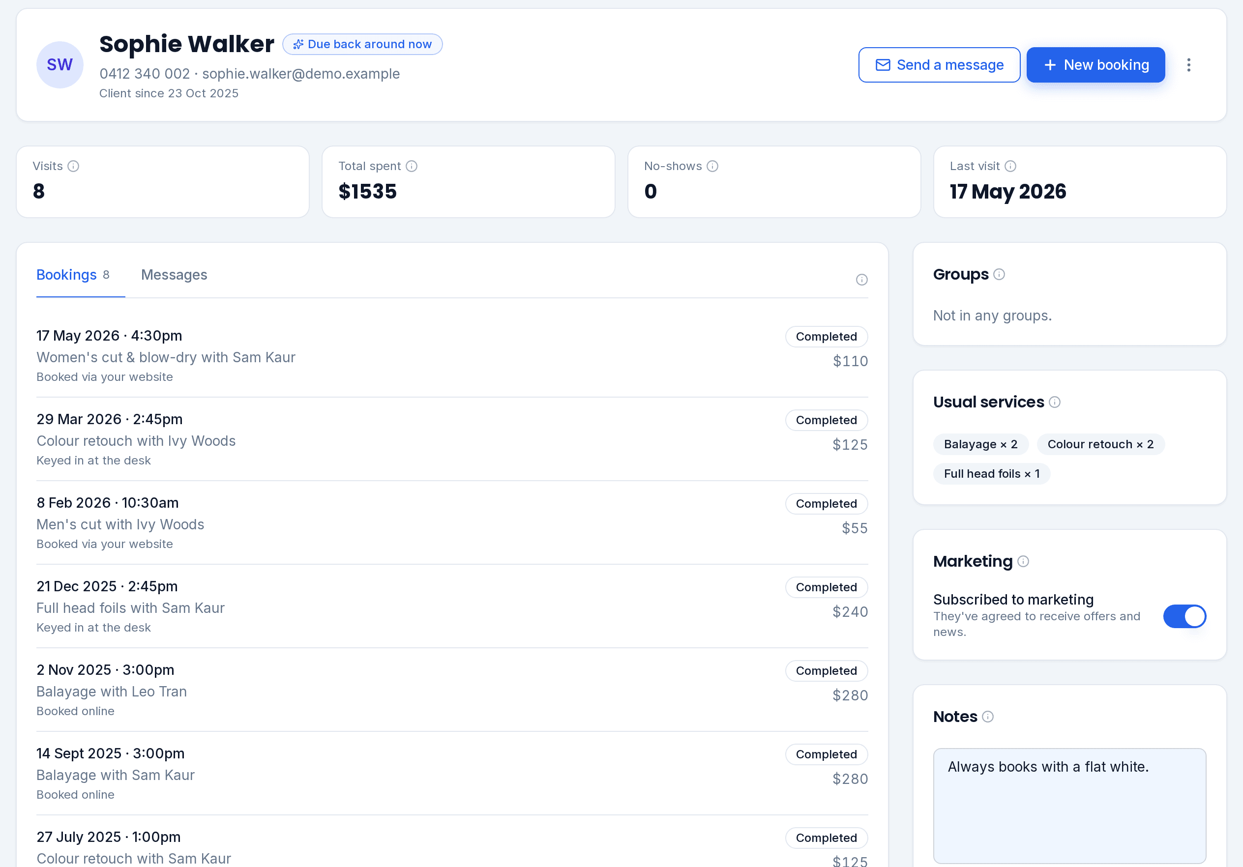 Everything about the client, on one screen
