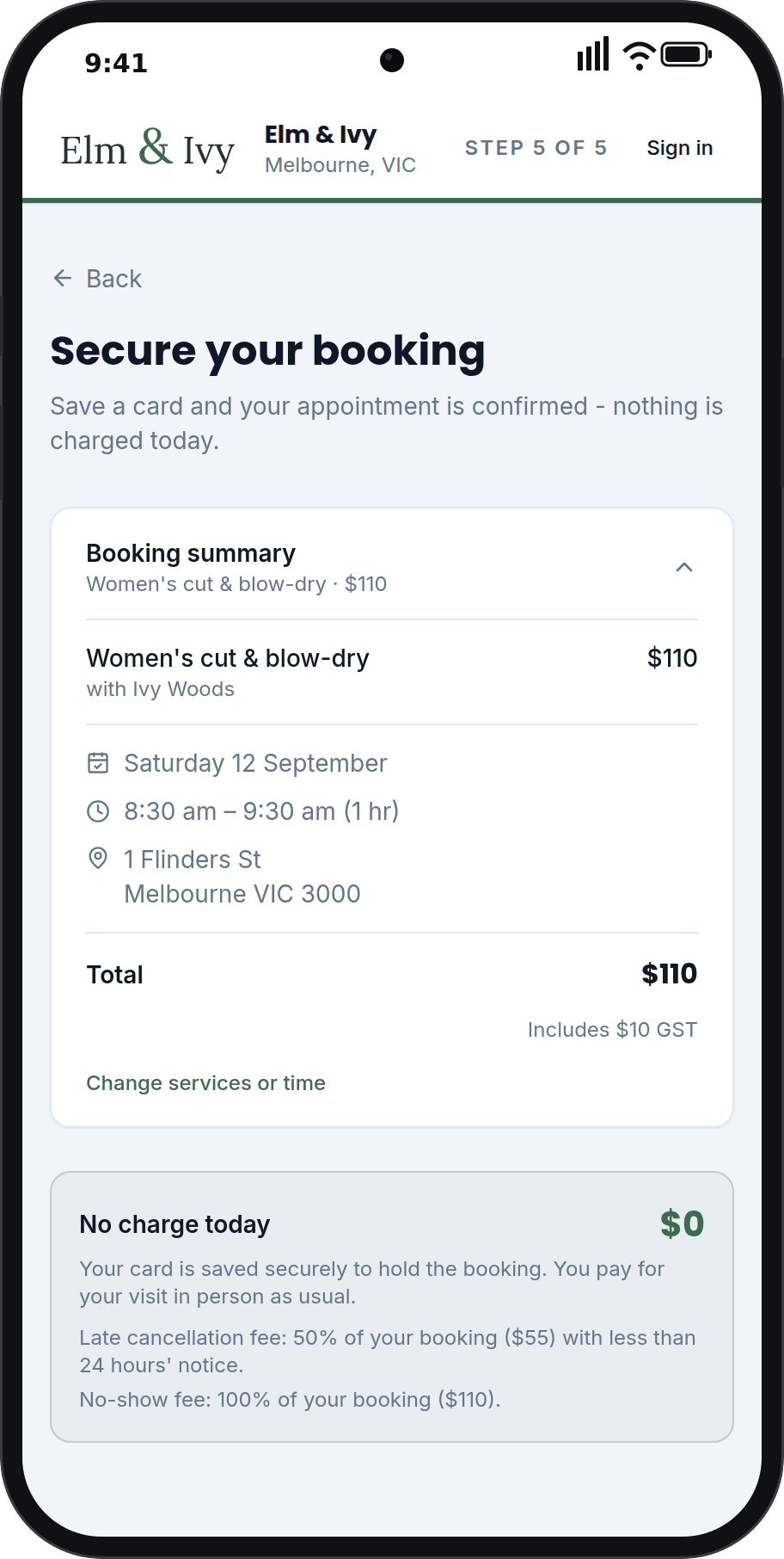 Keep a card on file for no-shows