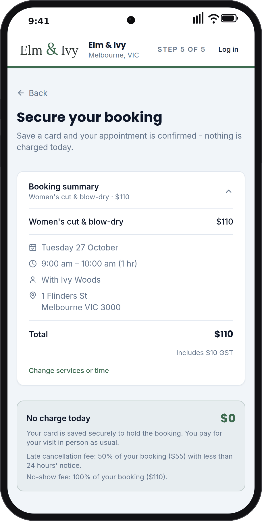 Keep a card on file for no-shows