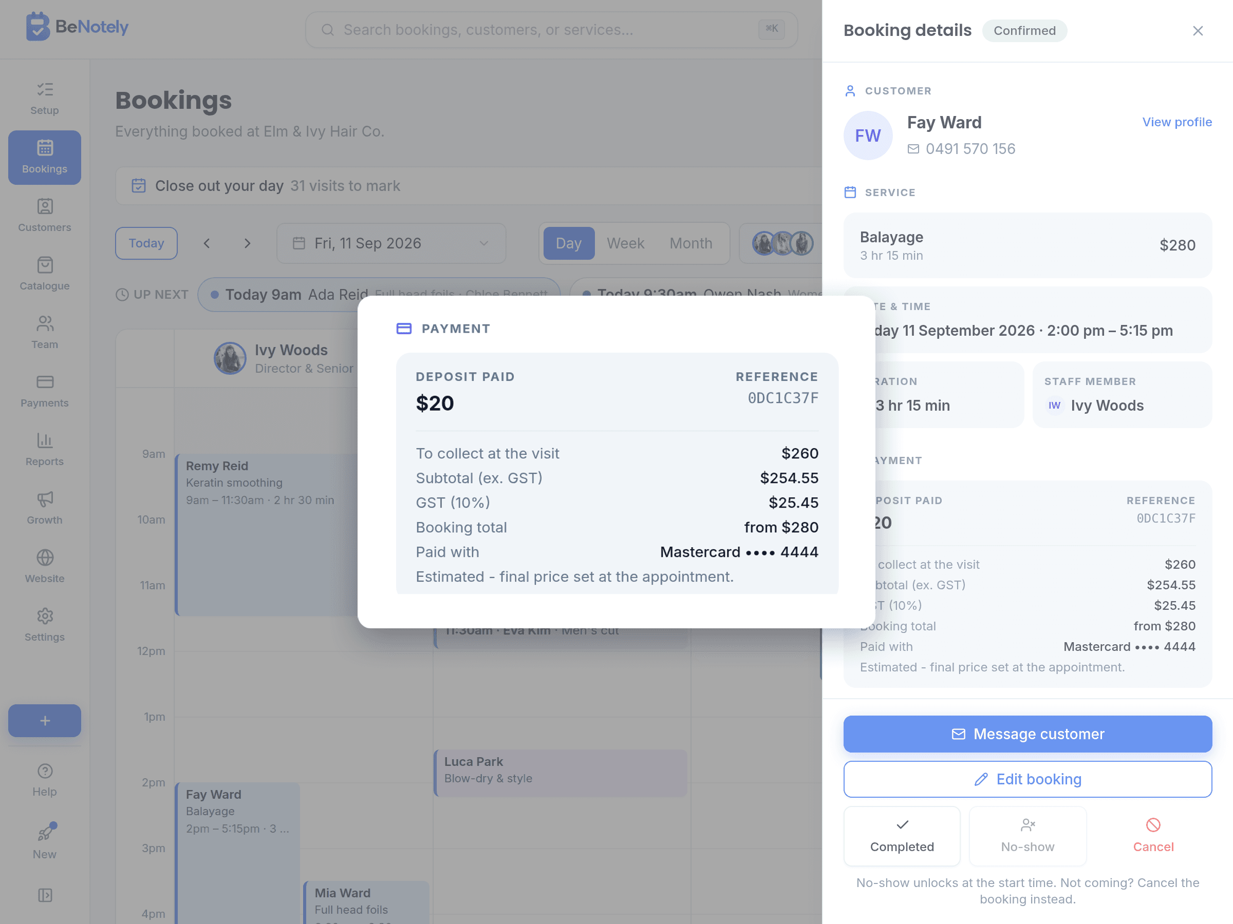 Deposits and reminders that stop no-shows