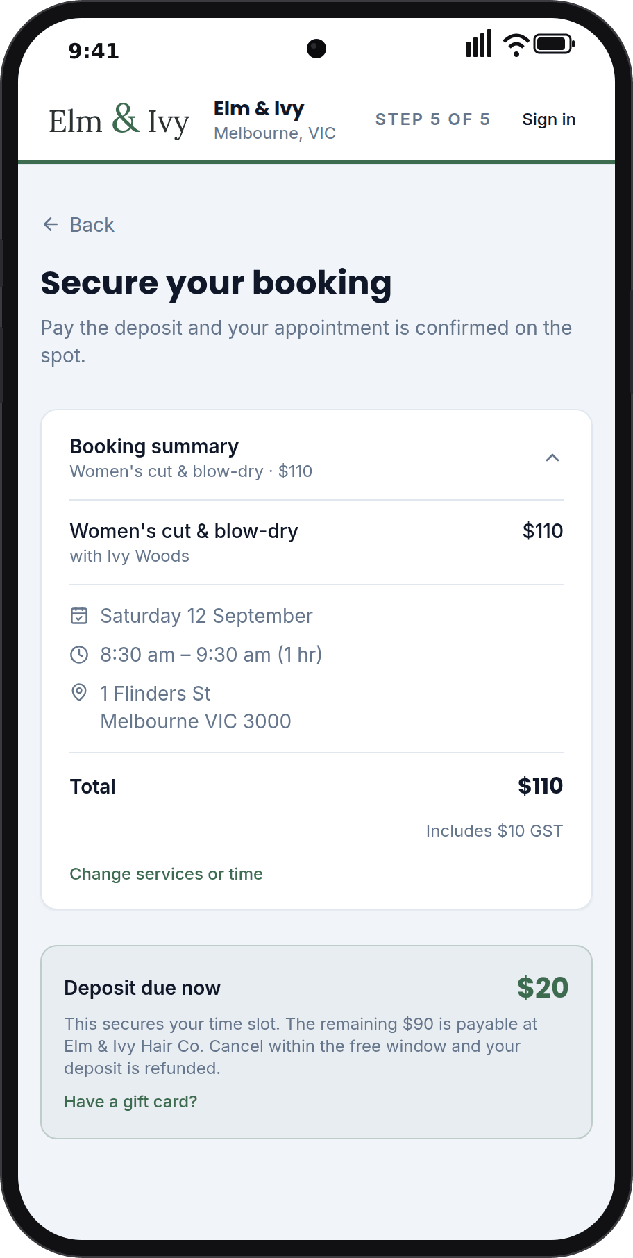 Take a deposit when they book