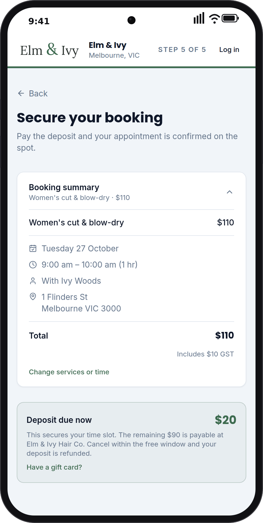 Take a deposit when they book