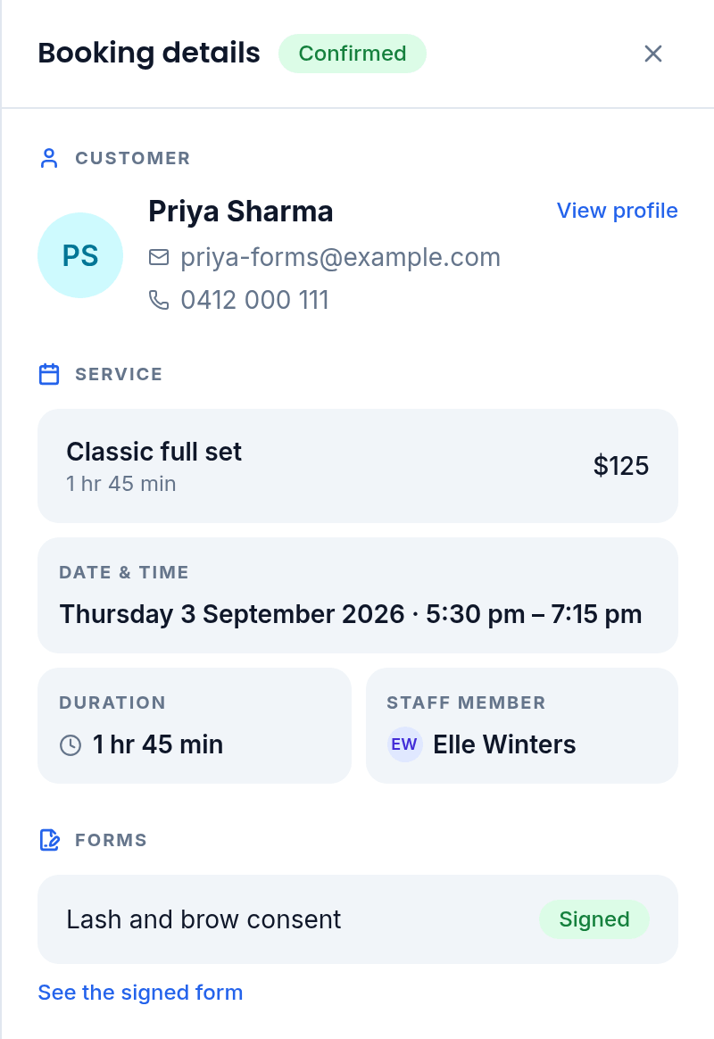 Signed or not, you can see it on the booking
