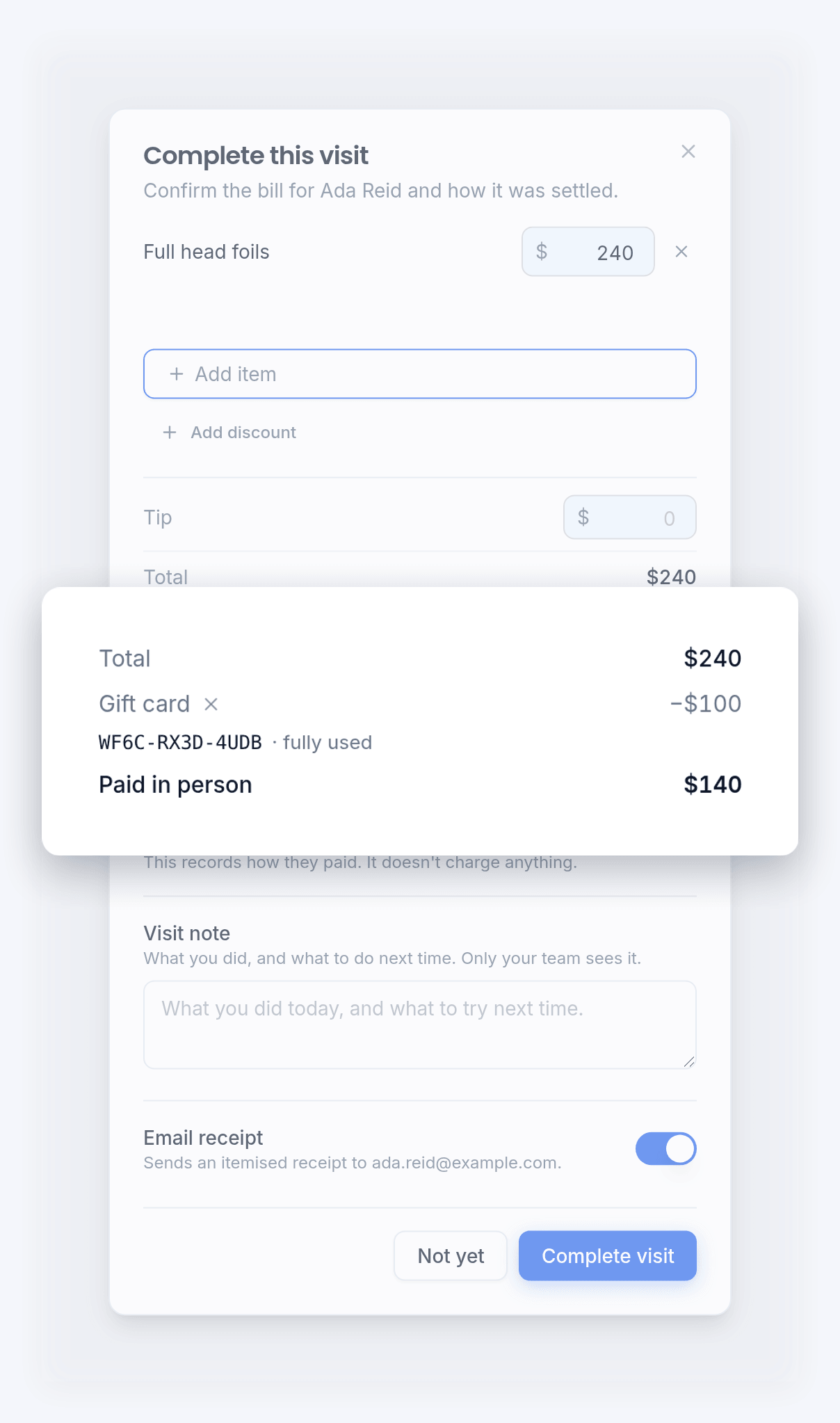 Customers can pay with a gift card