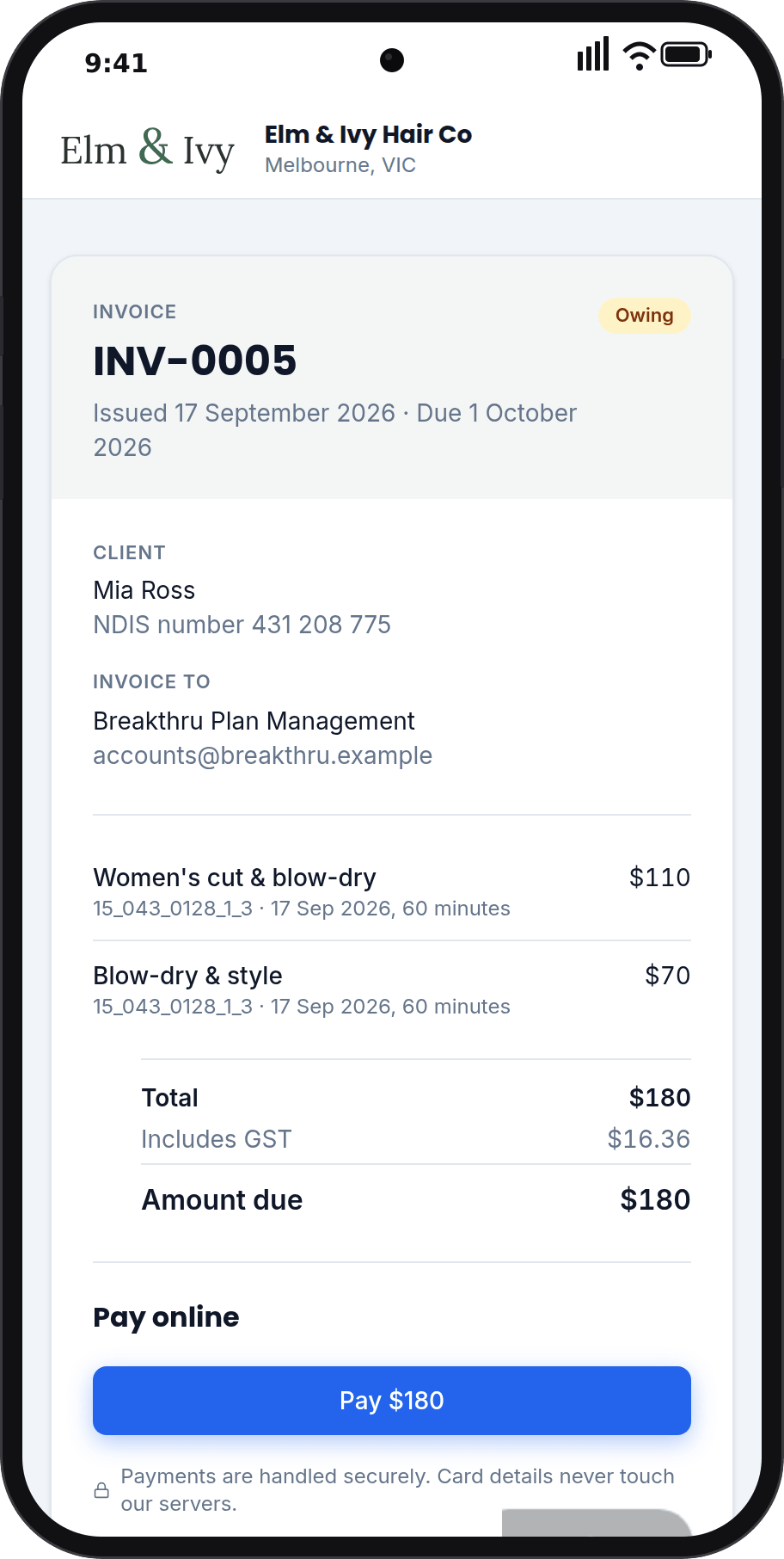 Paid online, straight from the invoice