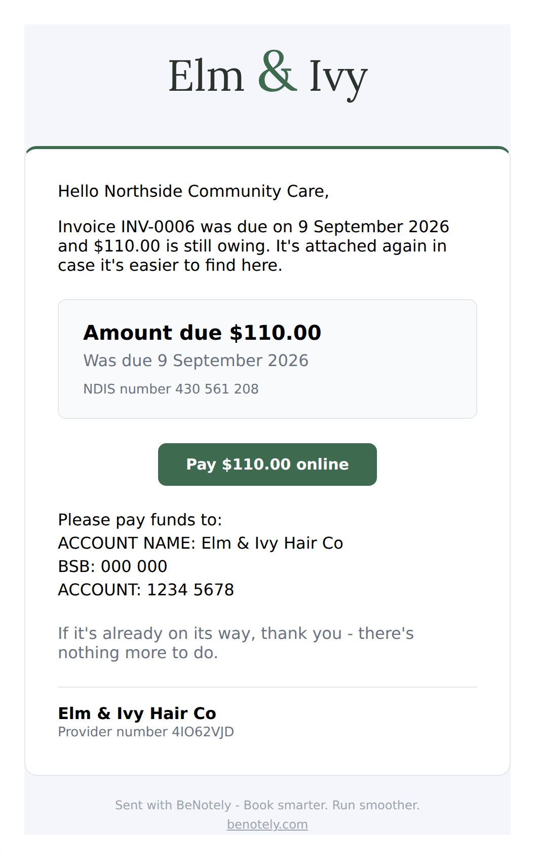 Payment reminders, sent for you