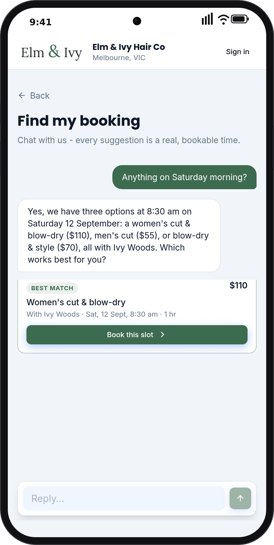 An AI assistant on your booking page