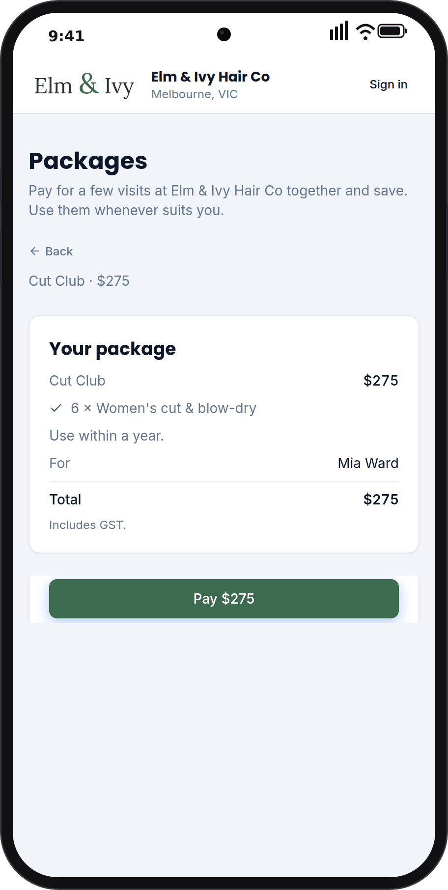 Sell packages online or at the desk
