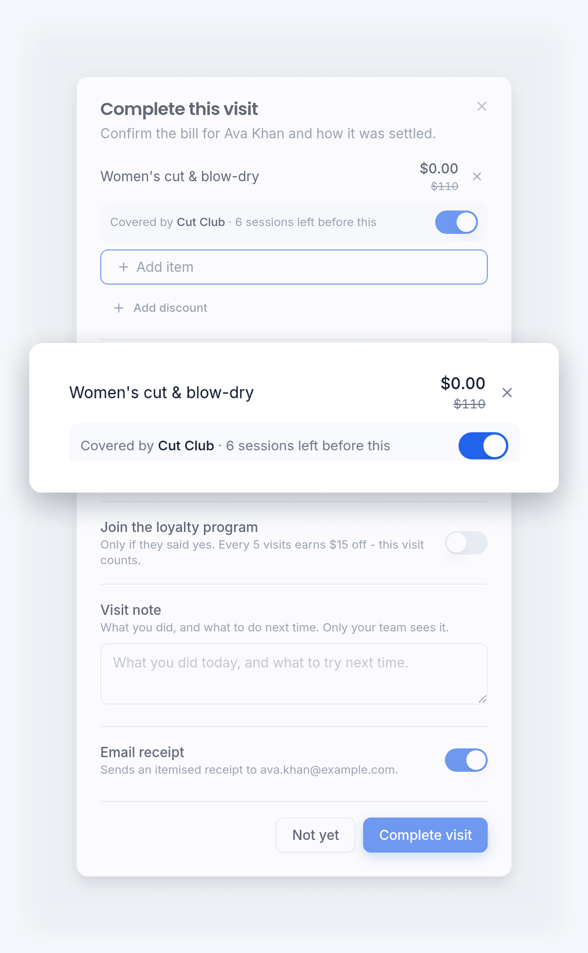Covered visits book at $0