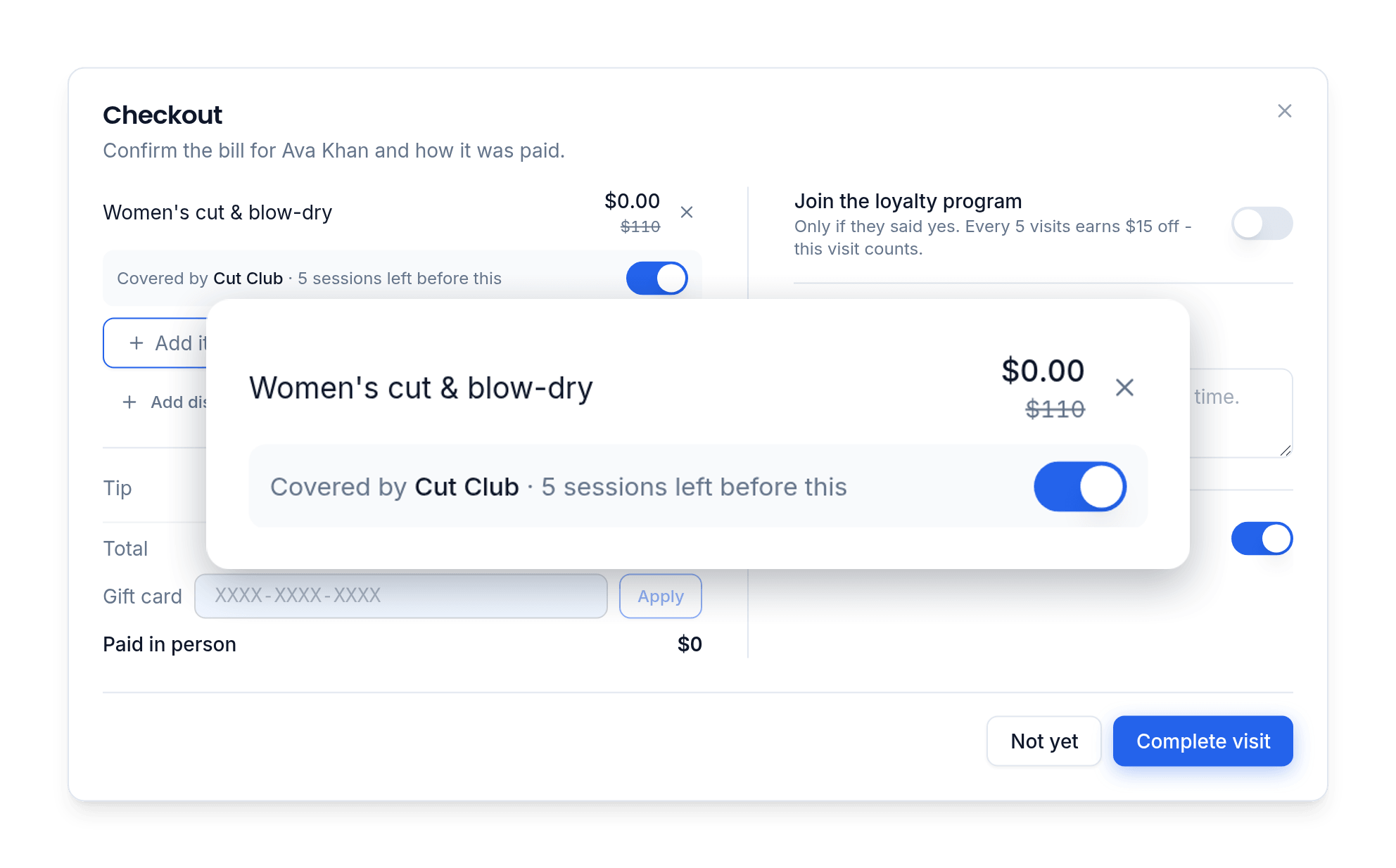 Covered visits book at $0