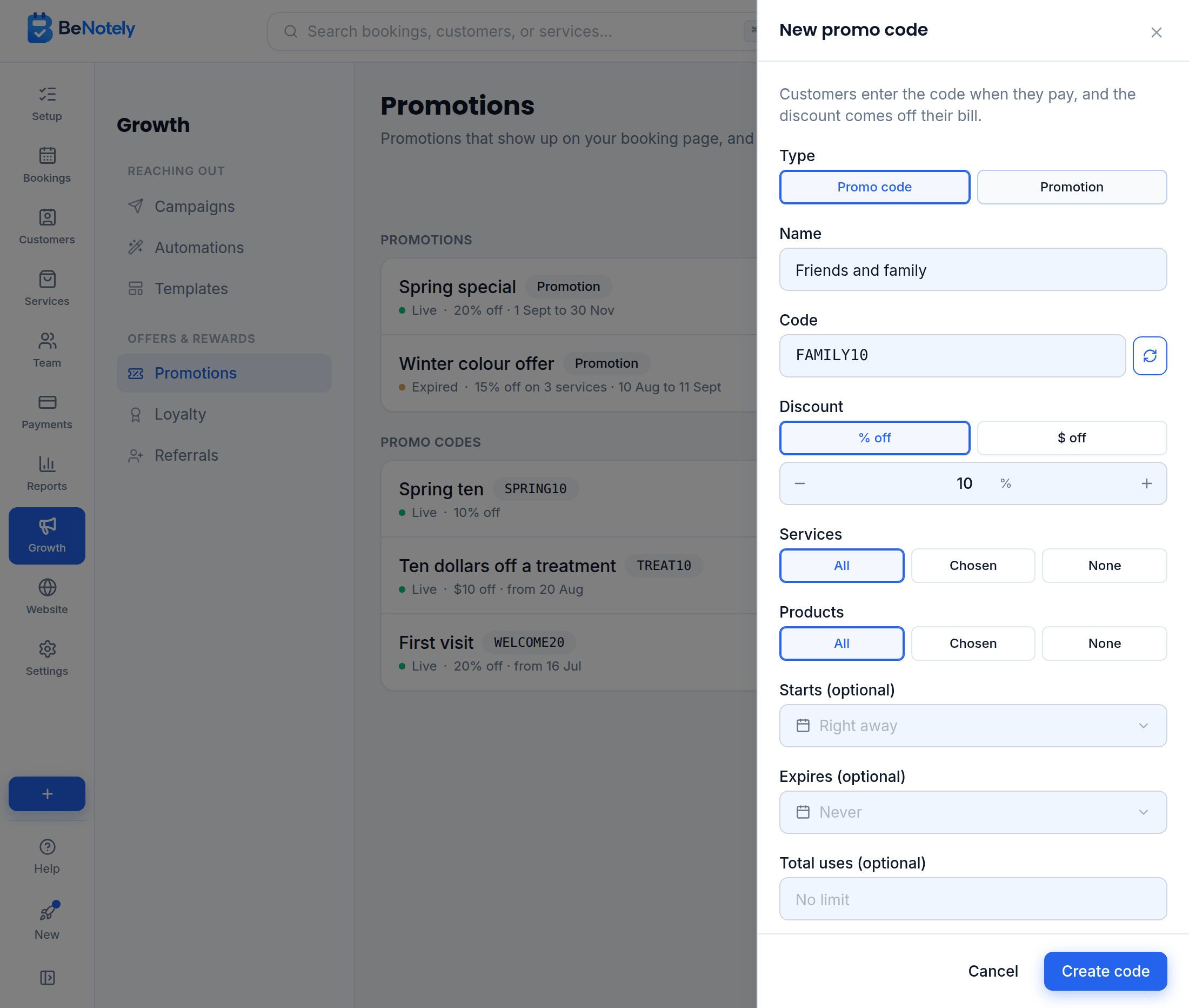 Create a promotion in a minute
