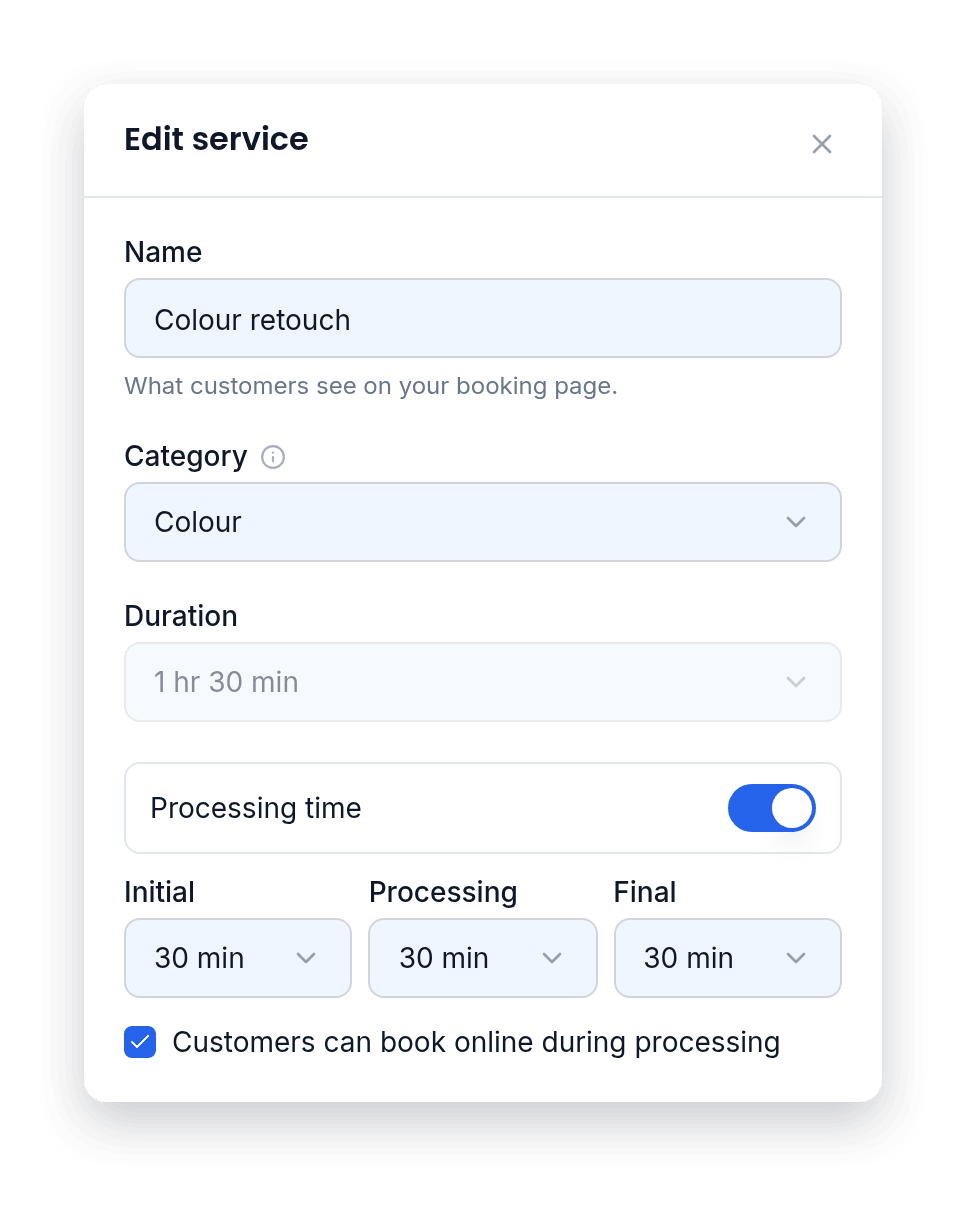 Add processing time to any service