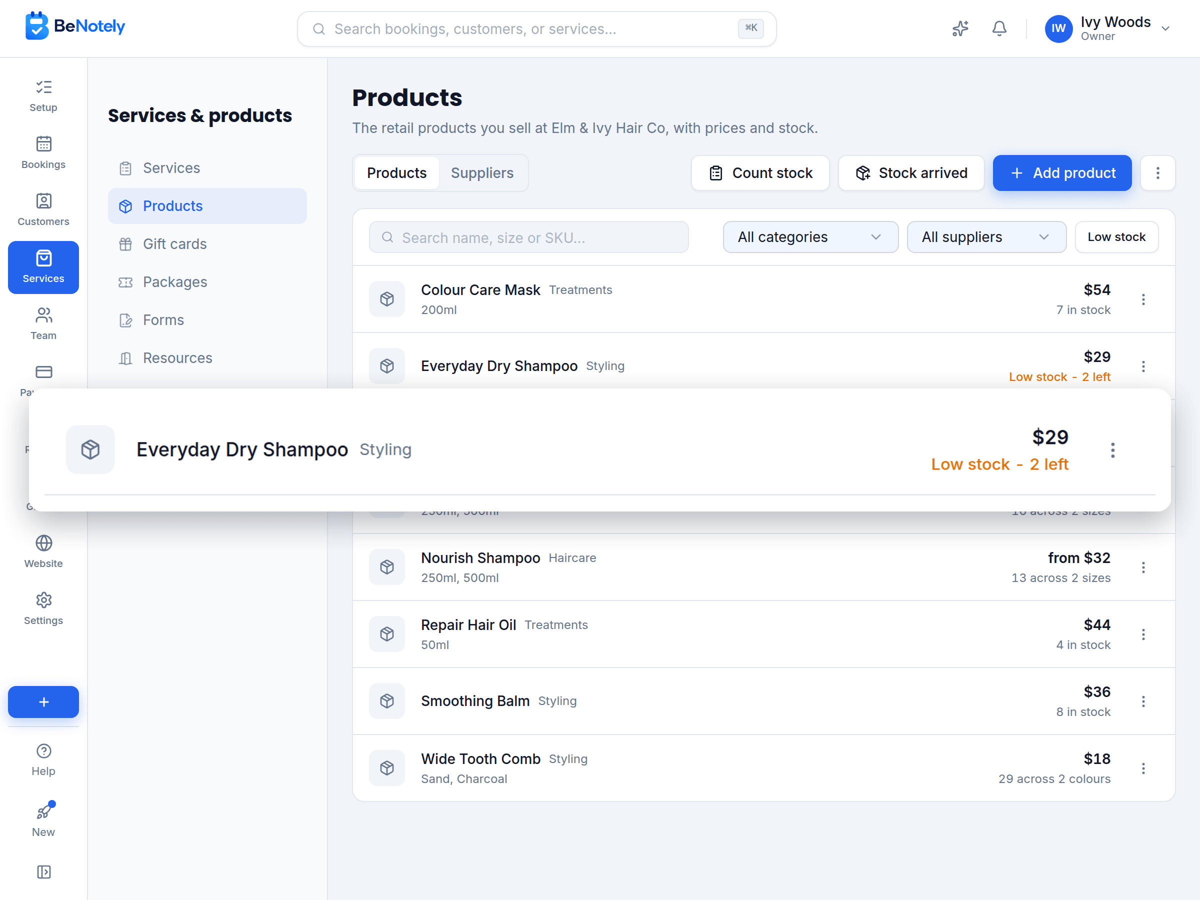 Low-stock alerts before you run out