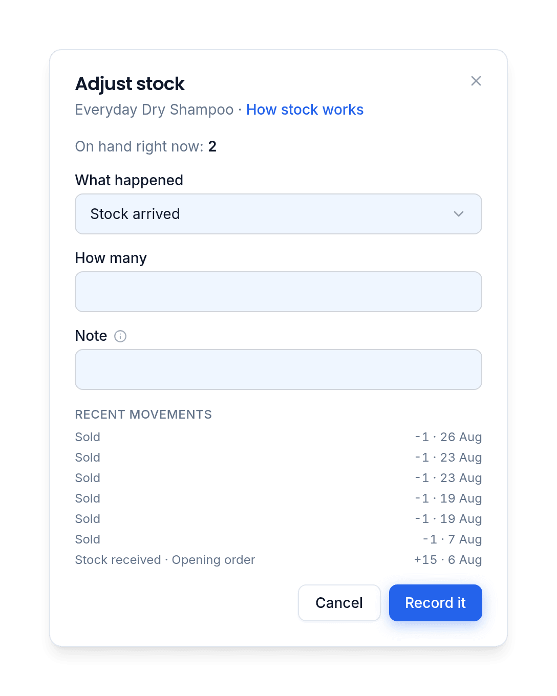 Stock tracking on every product