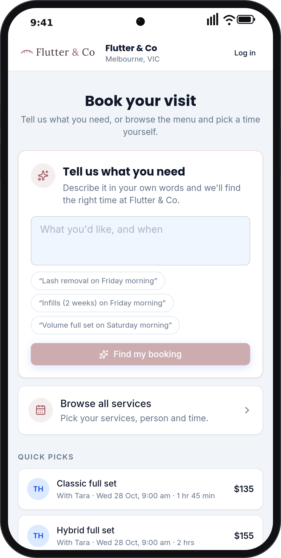 Customers booking Flutter & Co online
