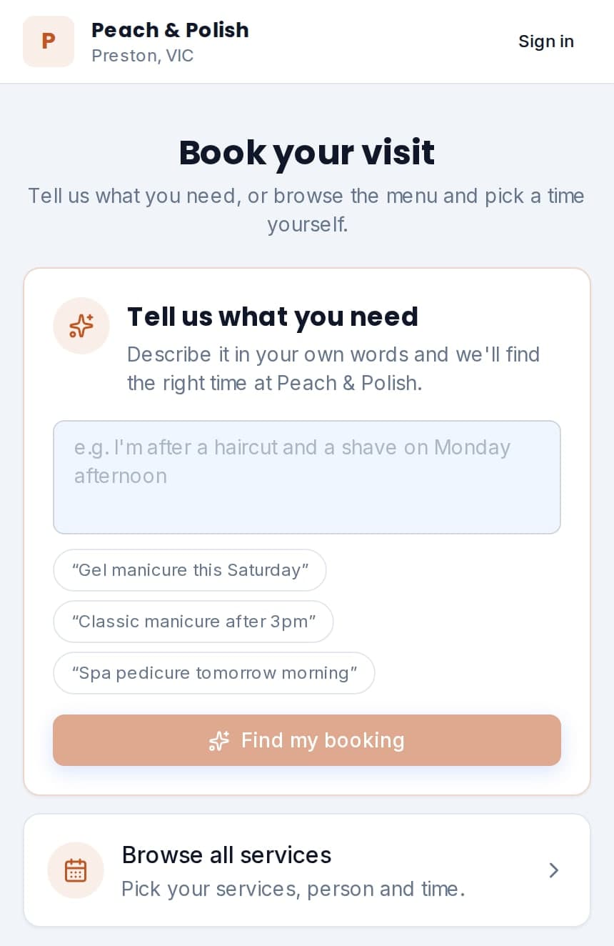 Clients booking Peach & Polish online