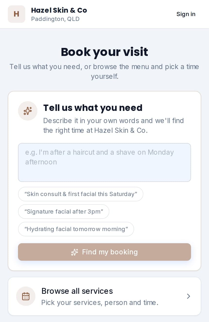 Clients booking Hazel Skin & Co online