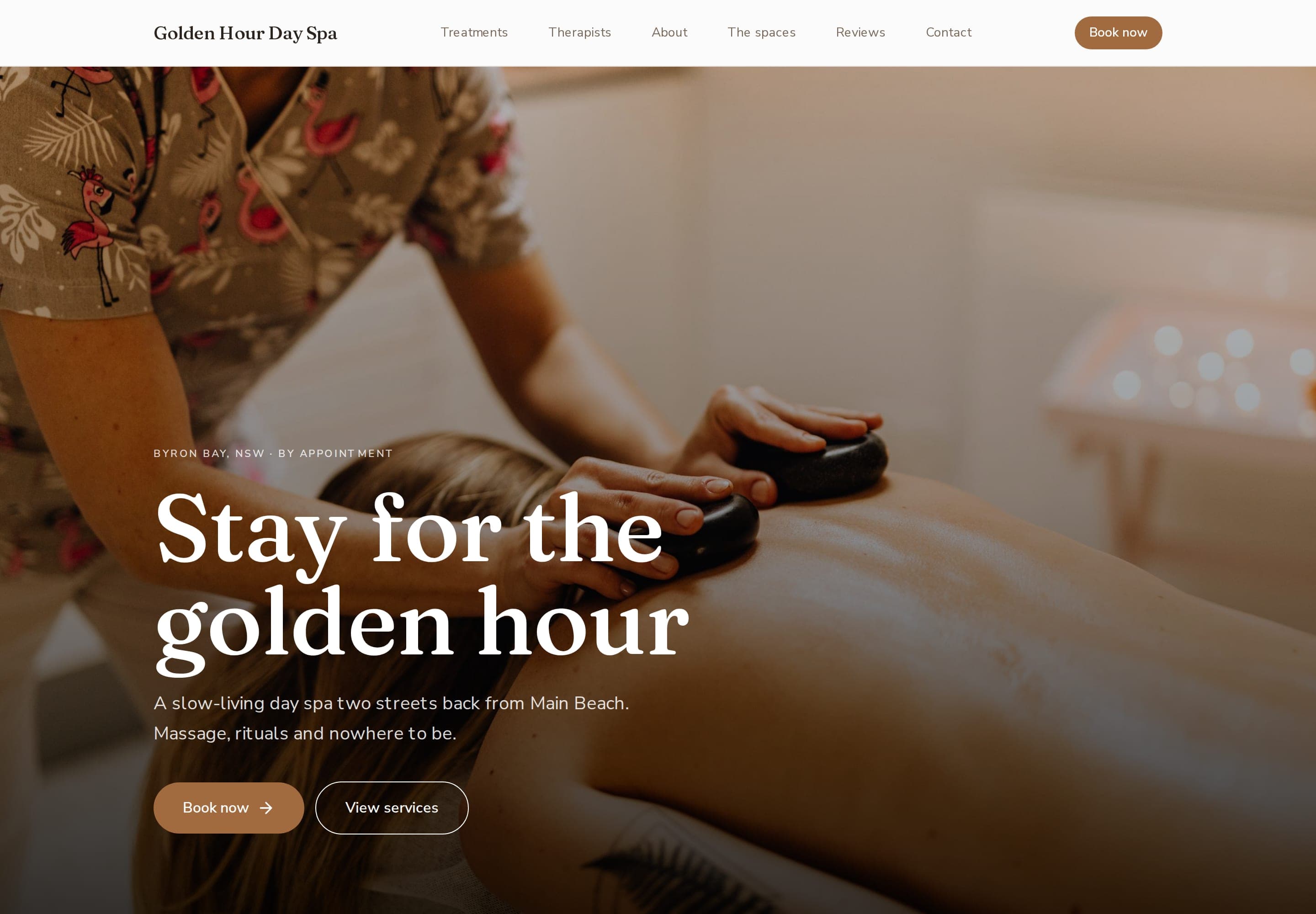 Golden Hour Day Spa, a real spa website built with BeNotely
