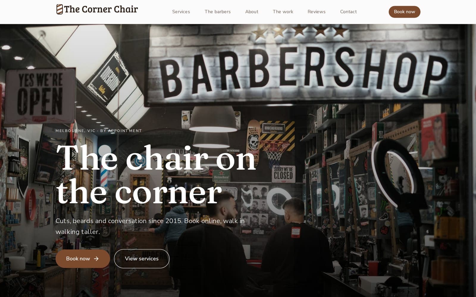 The Corner Chair website on desktop